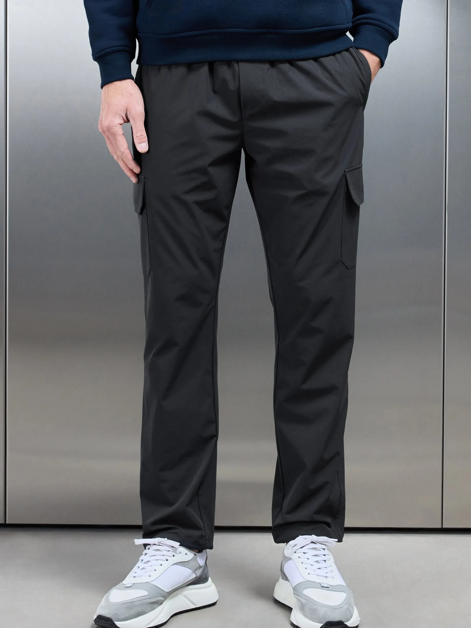 Relaxed Fit Nylon Cargo Pant - Grey