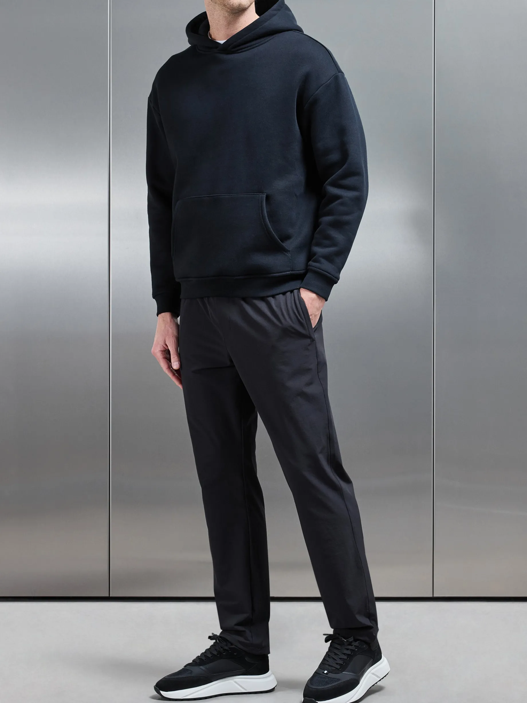 Relaxed Fit Nylon Trackpant - Black