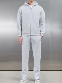 Relaxed Zip Through Hoodie - Marl Grey