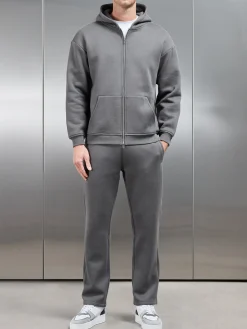 Relaxed Zip Through Hoodie - Grey