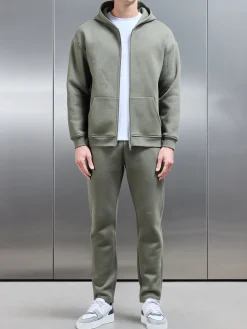 Relaxed Zip Through Hoodie - Olive