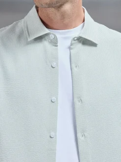Seersucker Long Sleeve Cutaway Collar Shirt - Sage