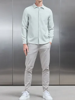 Seersucker Long Sleeve Cutaway Collar Shirt - Sage