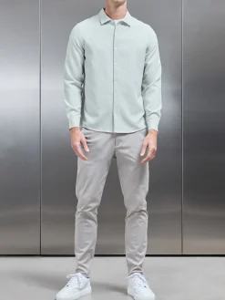 Seersucker Long Sleeve Cutaway Collar Shirt - Sage