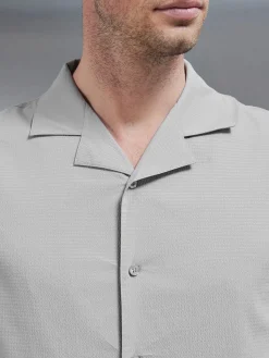 Seersucker Revere Collar Shirt - Stone