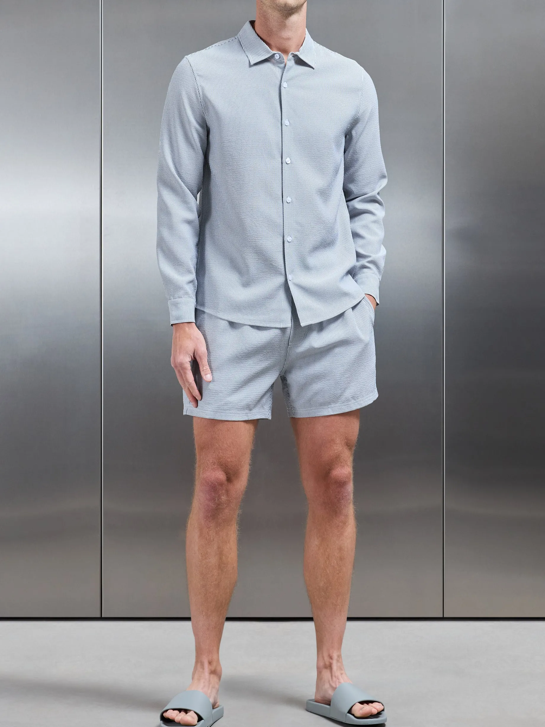 Seersucker Swim Short - Black