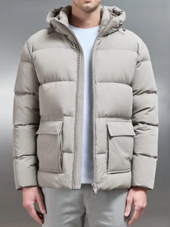 Short Down Parka - Taupe