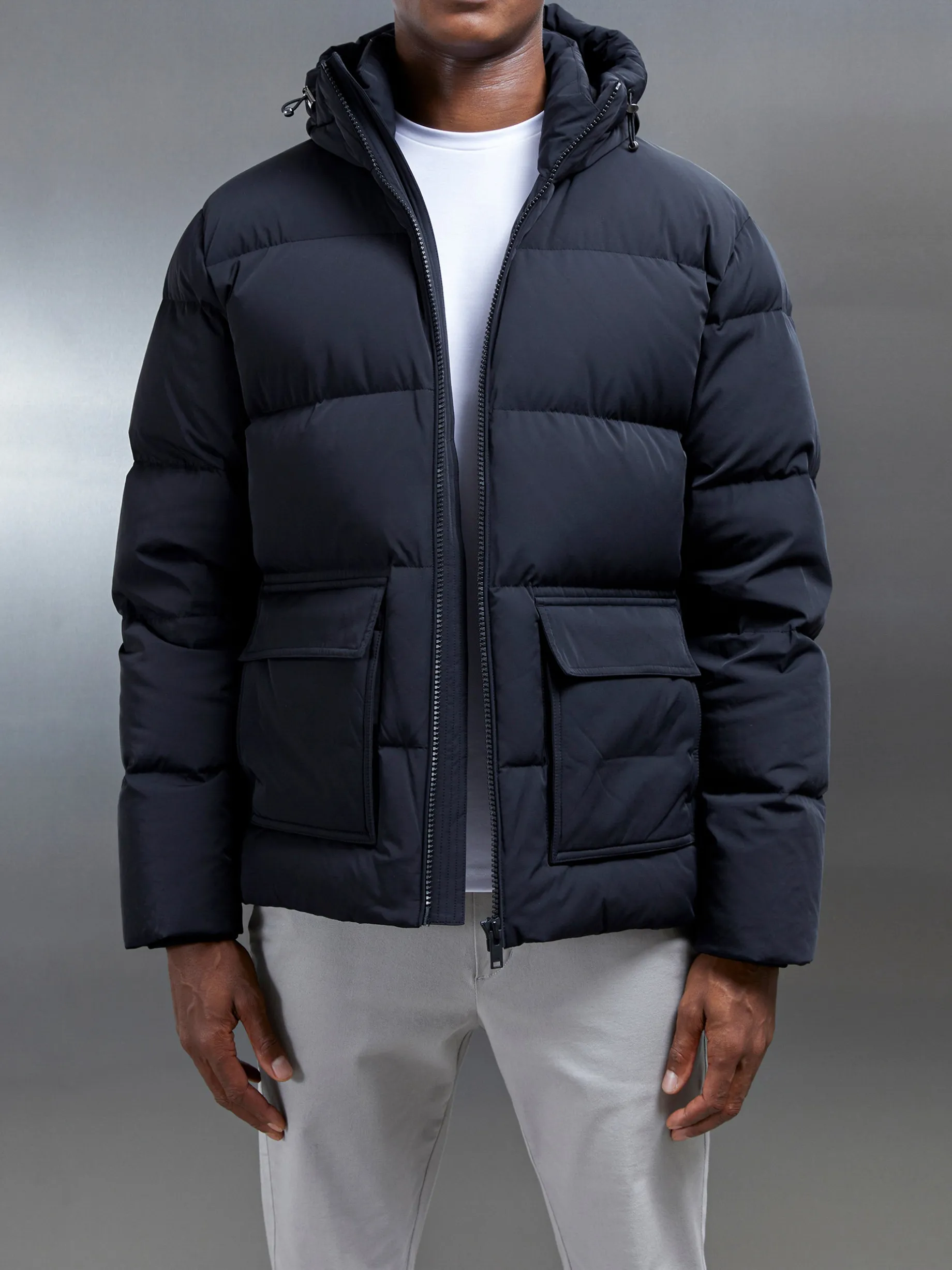 Short Down Pocket Parka - Black