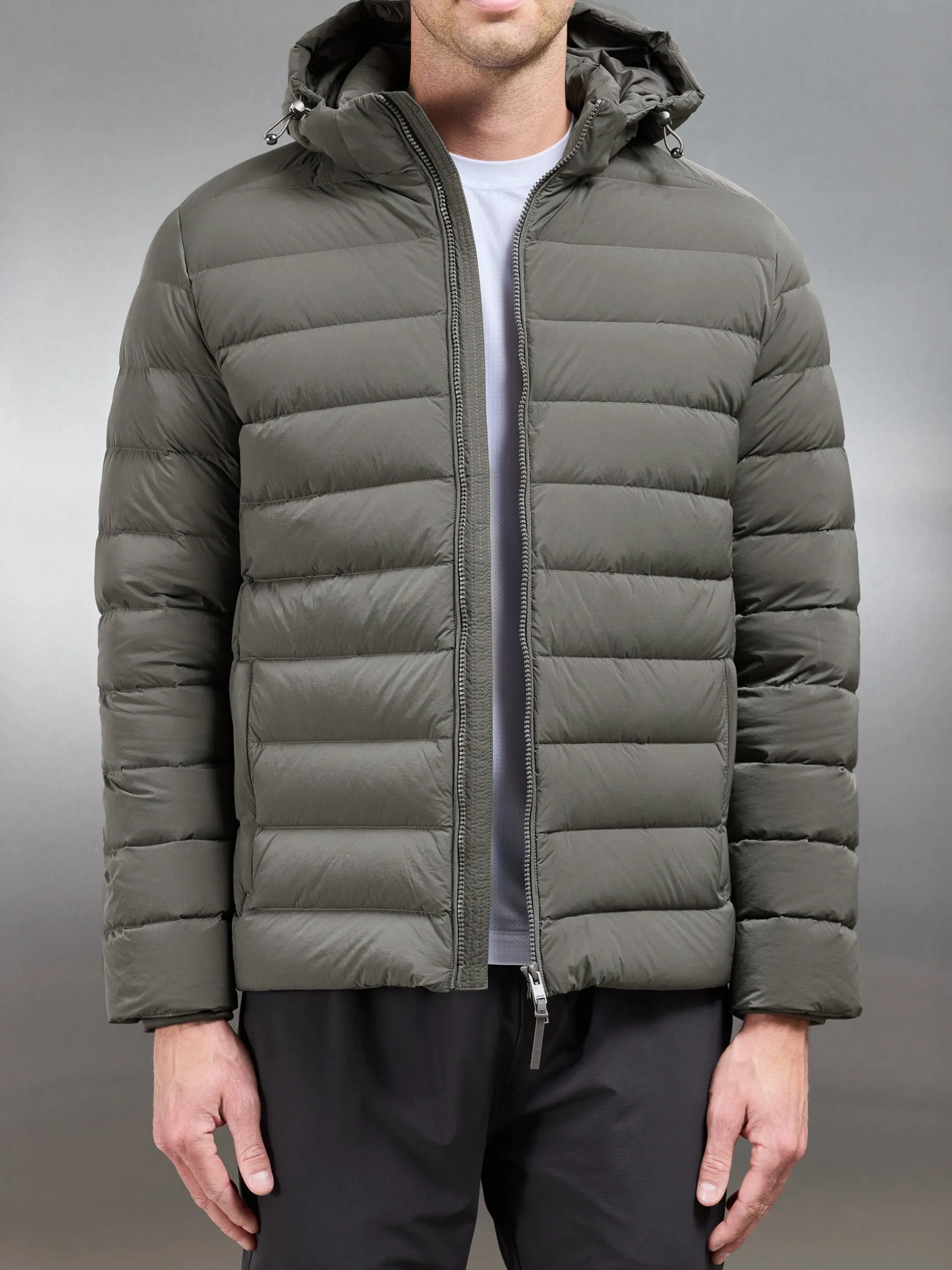 Short Technical Down Jacket - Olive