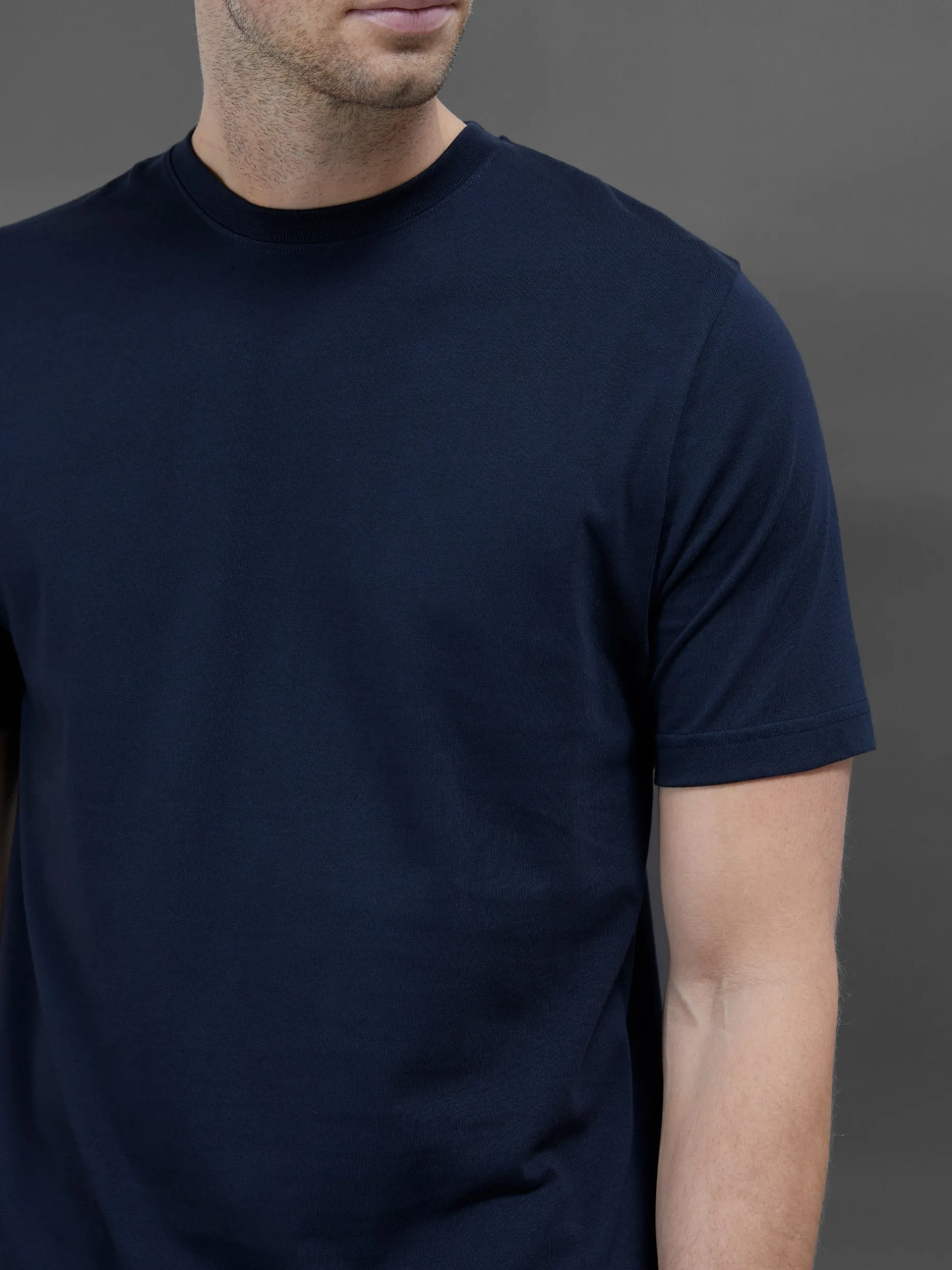Slim Fit Cotton T-shirt - Navy