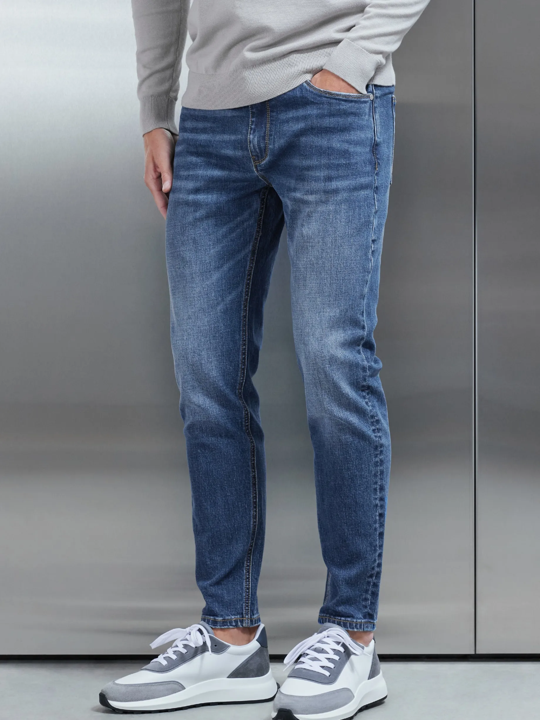 Slim Fit Denim Jeans - Mid Blue