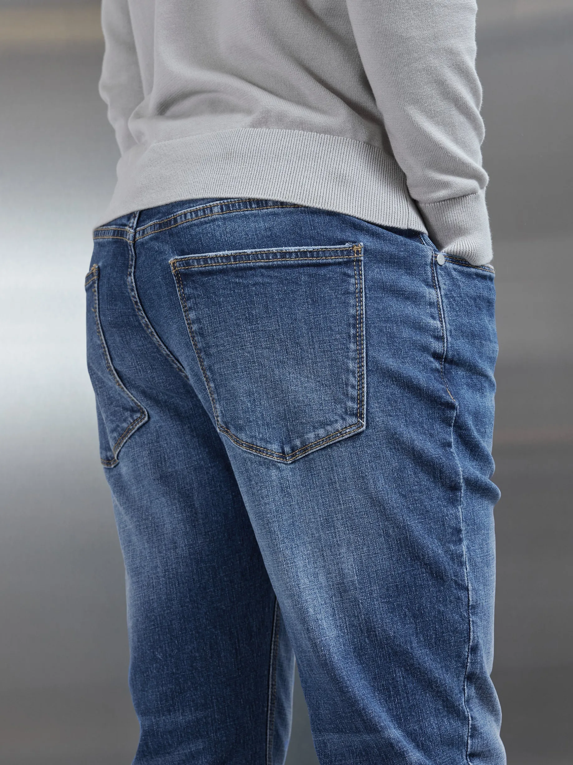 Slim Fit Denim Jeans - Mid Blue