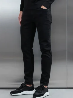 Slim Fit Denim Jeans - Solid Black