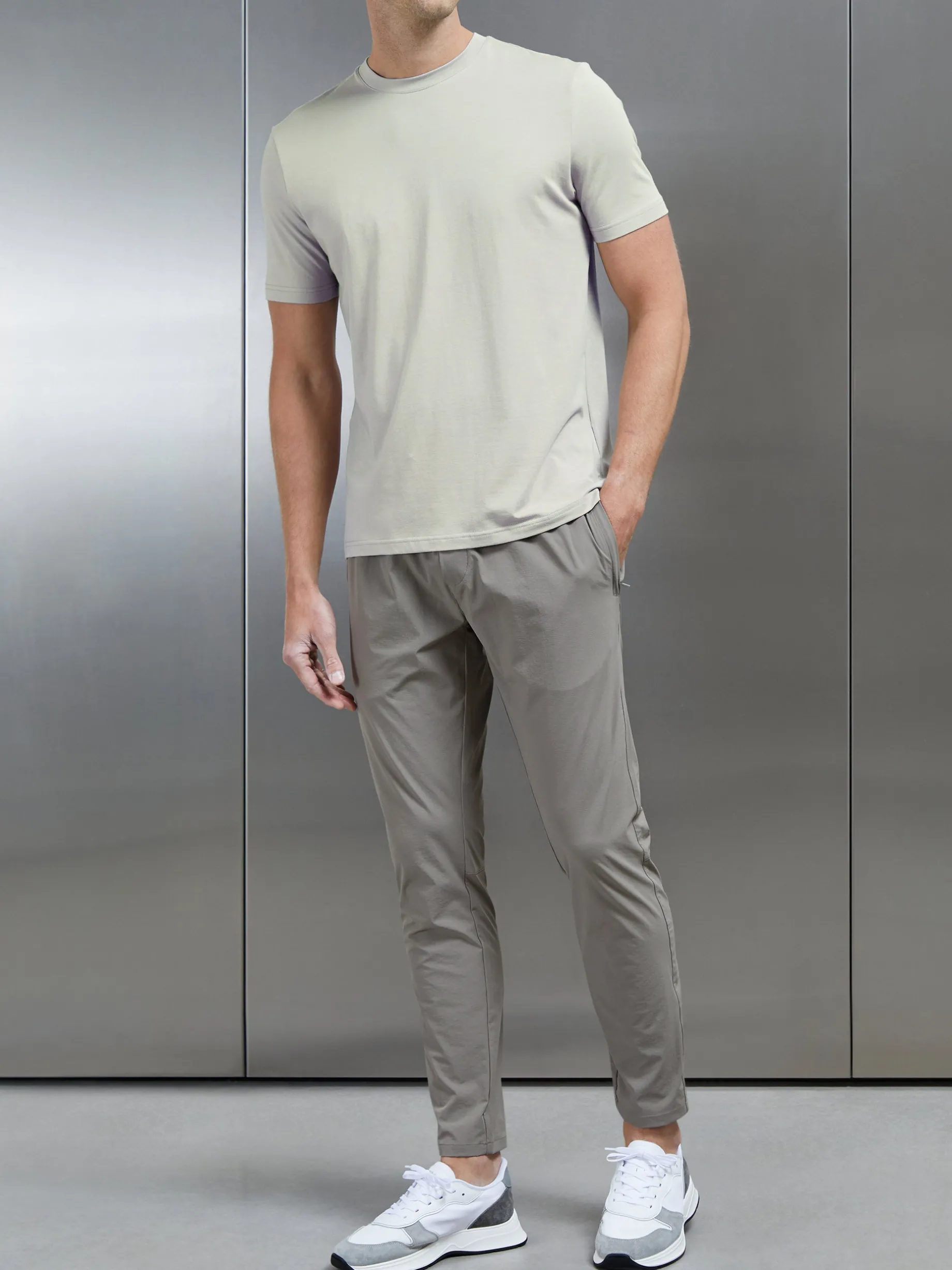 Stretch Cotton Modal T-Shirt - Stone