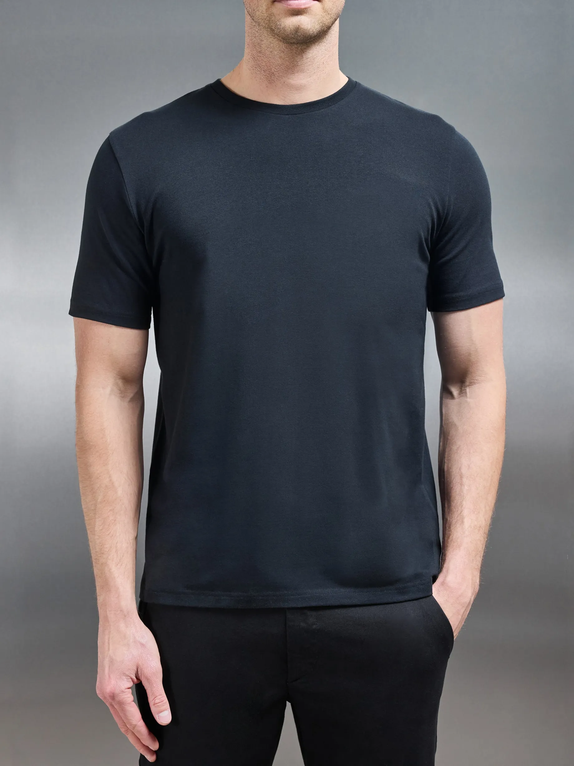 Stretch Slim Fit Cotton T-Shirt - Black