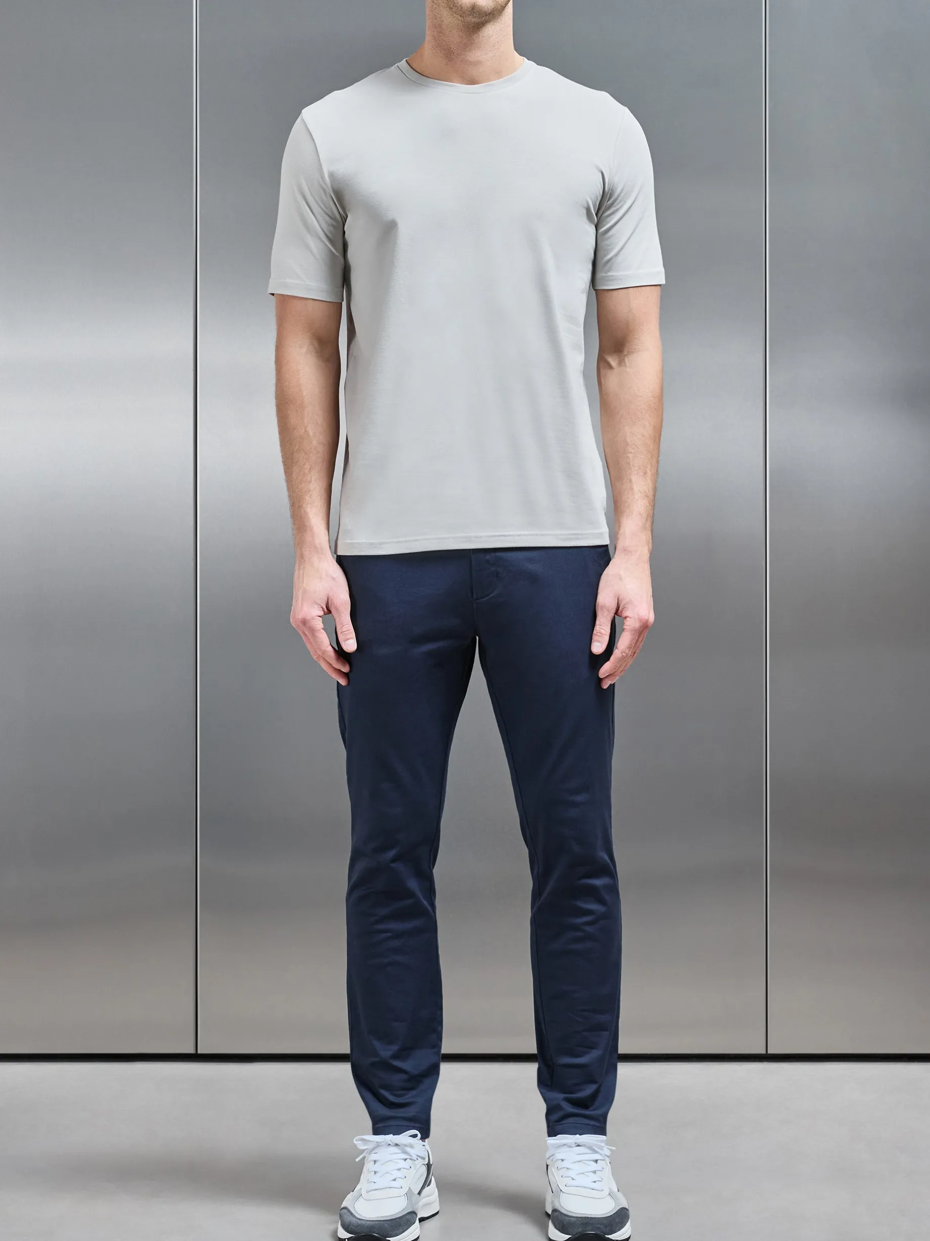 Stretch Slim Fit Cotton T-Shirt - Stone