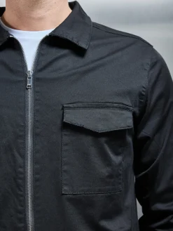 Tailored Cotton Cargo Jacket - Black