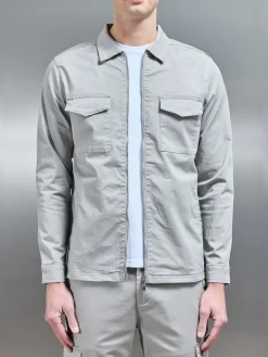 Tailored Cotton Cargo Jacket - Stone