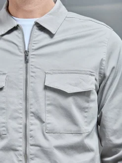 Tailored Cotton Cargo Jacket - Stone