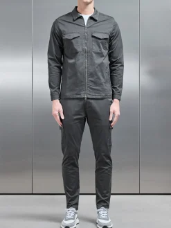 Tailored Cotton Cargo Jacket - Grey