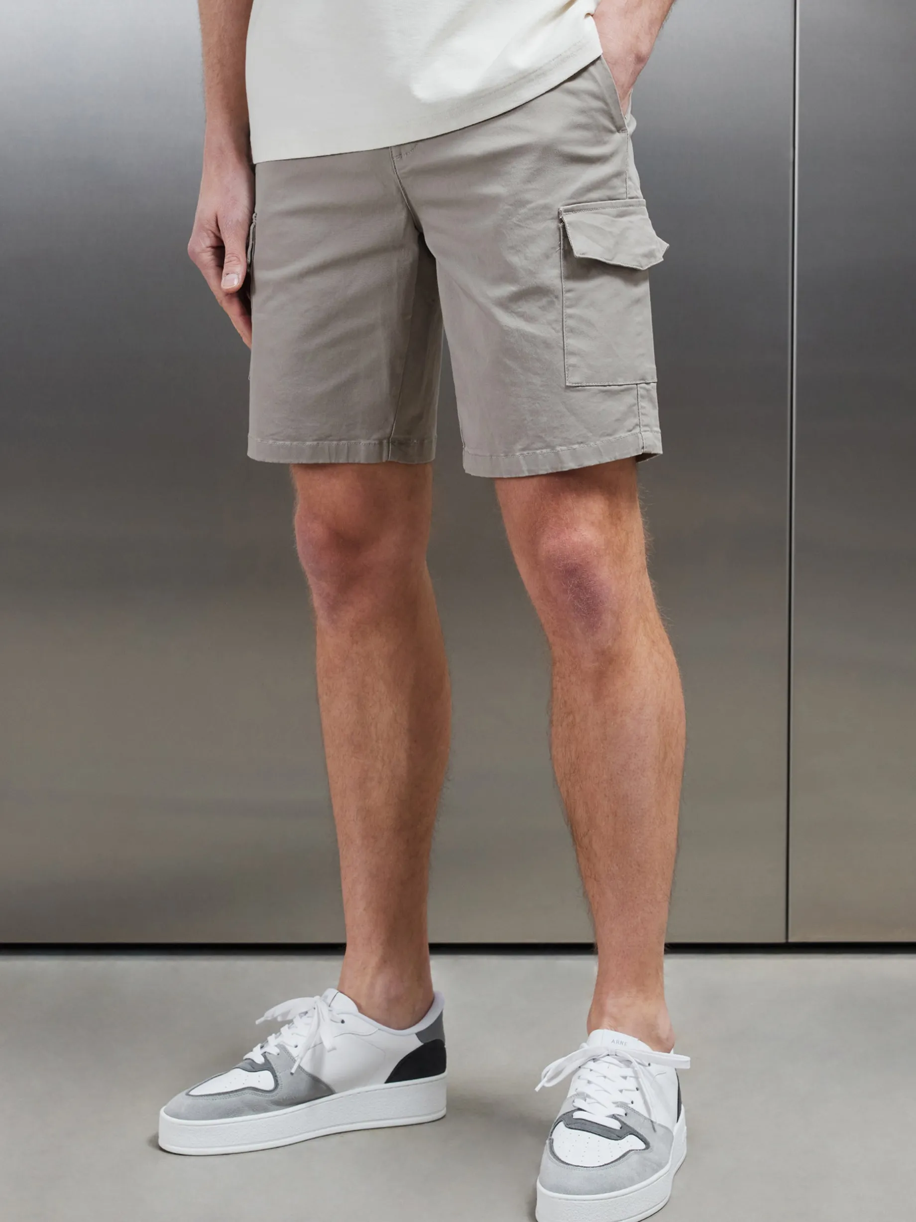 Tailored Cotton Cargo Short - Stone