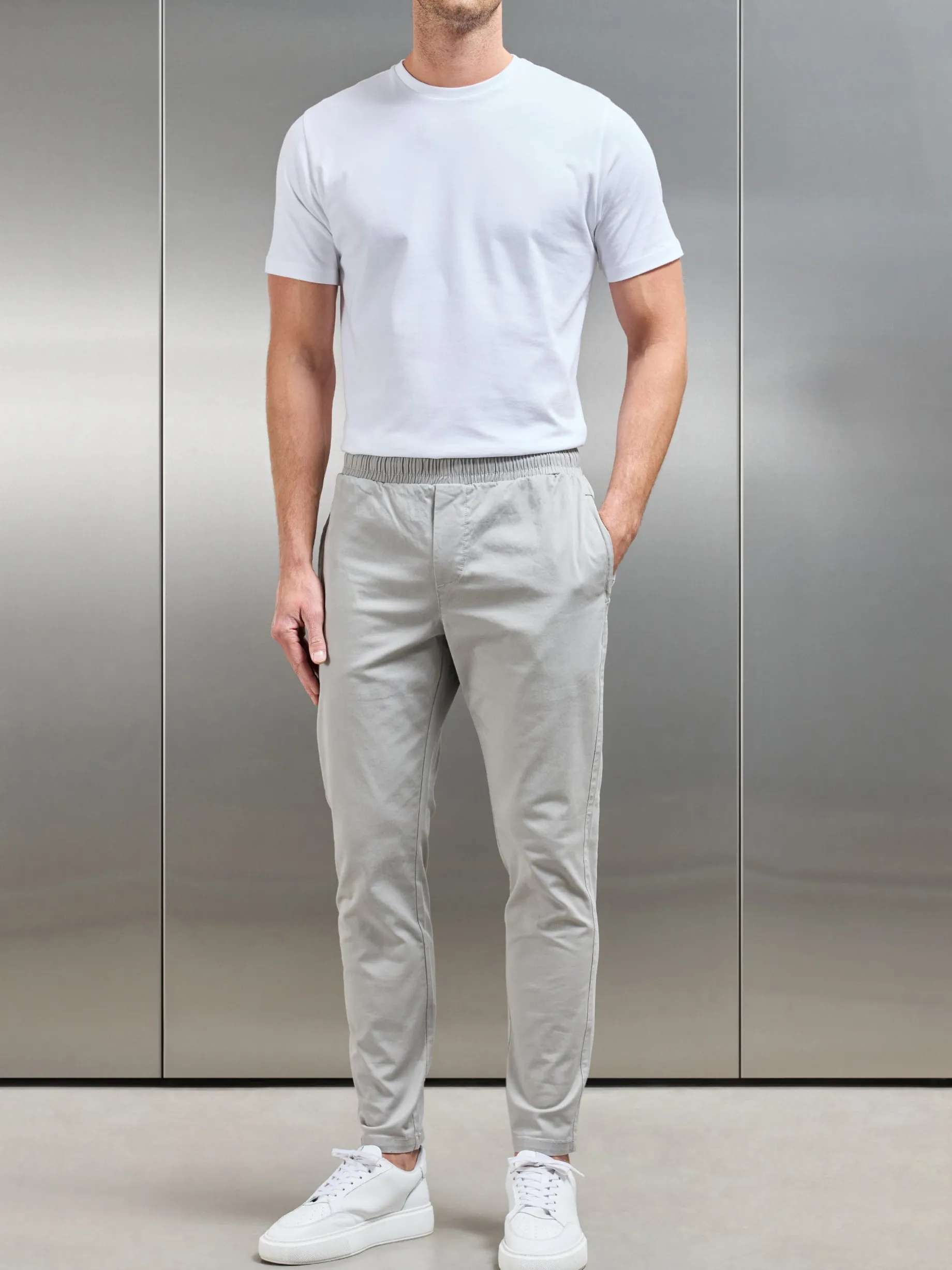 Tailored Drawstring Chino Trouser - Stone