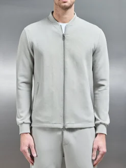 Tailored Interlock Bomber Jacket - Stone