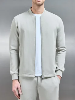 Tailored Interlock Bomber Jacket - Stone