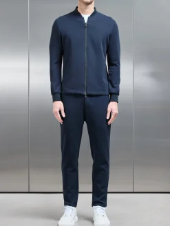 Tailored Interlock Bomber Jacket - Navy