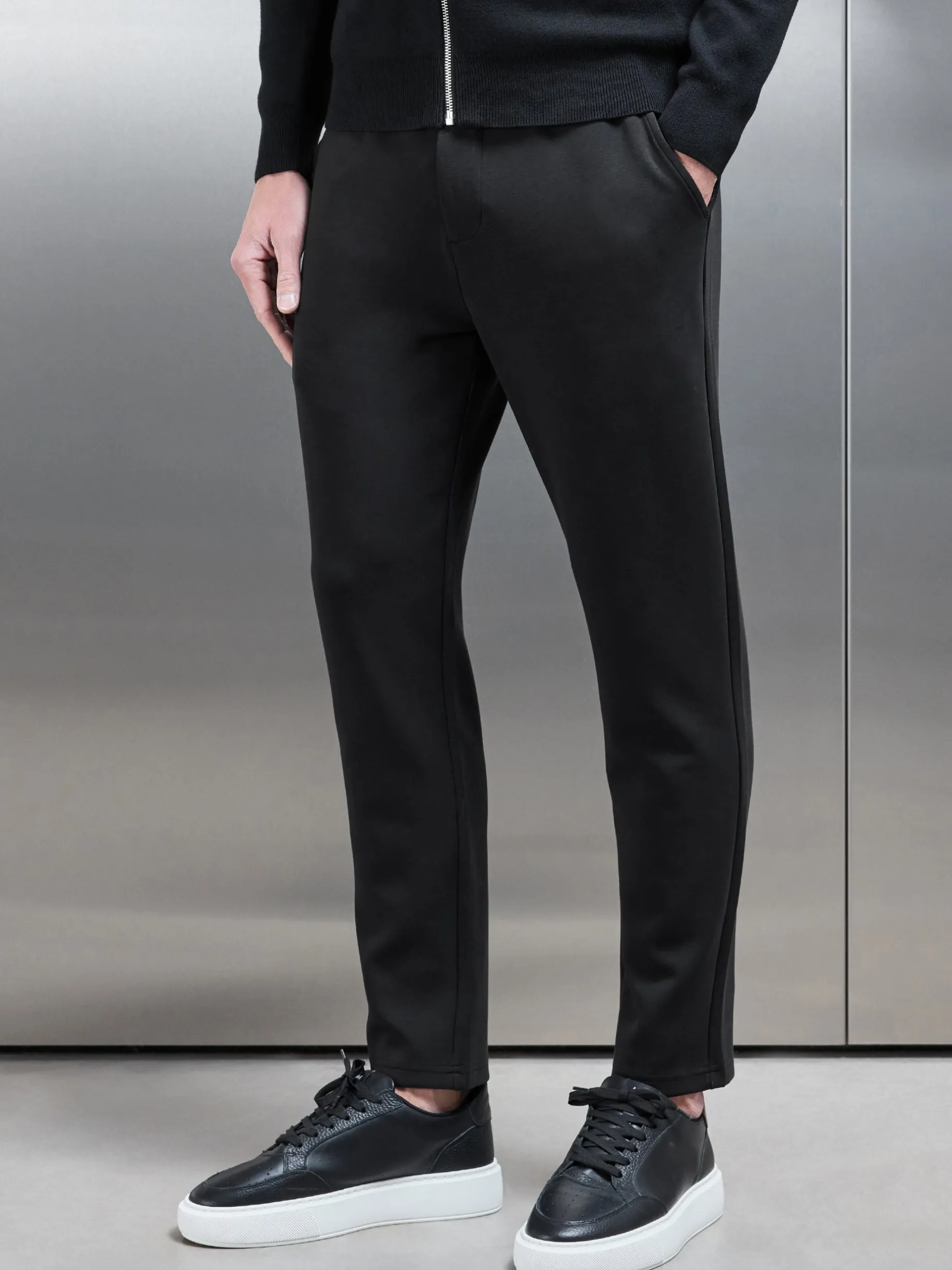 Tailored Interlock Chino Trouser - Black