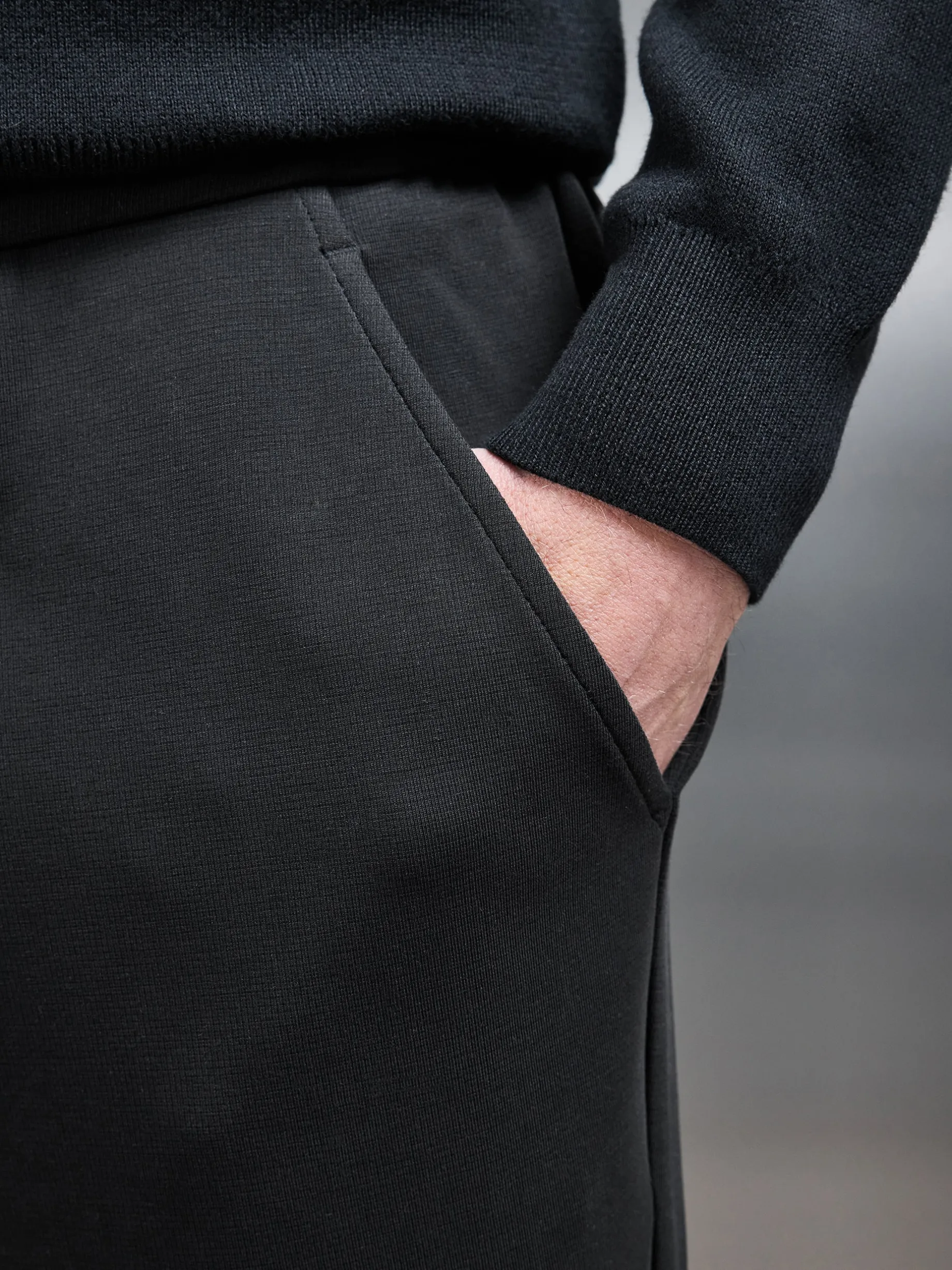 Tailored Interlock Chino Trouser - Black