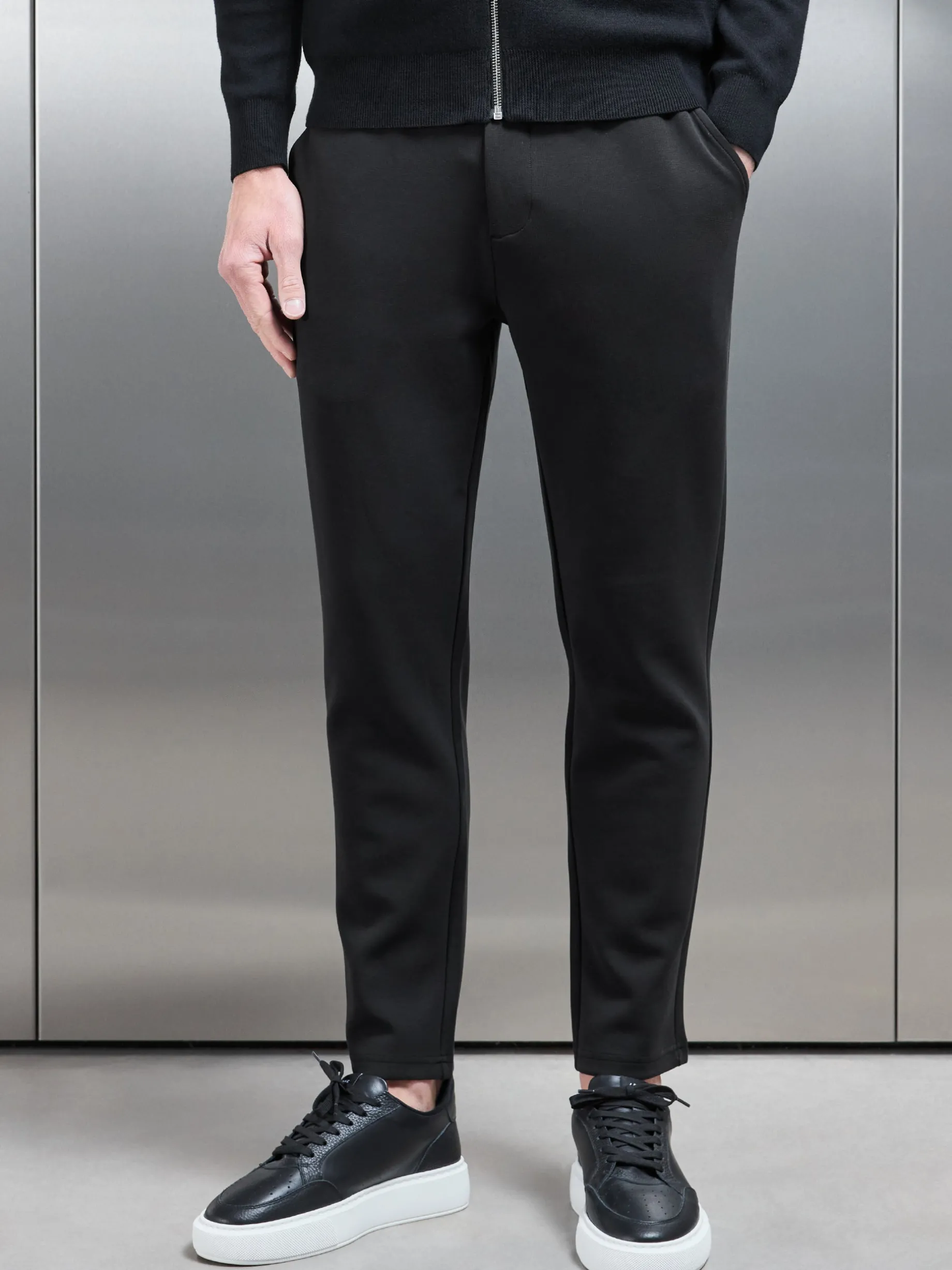 Tailored Interlock Chino Trouser - Black