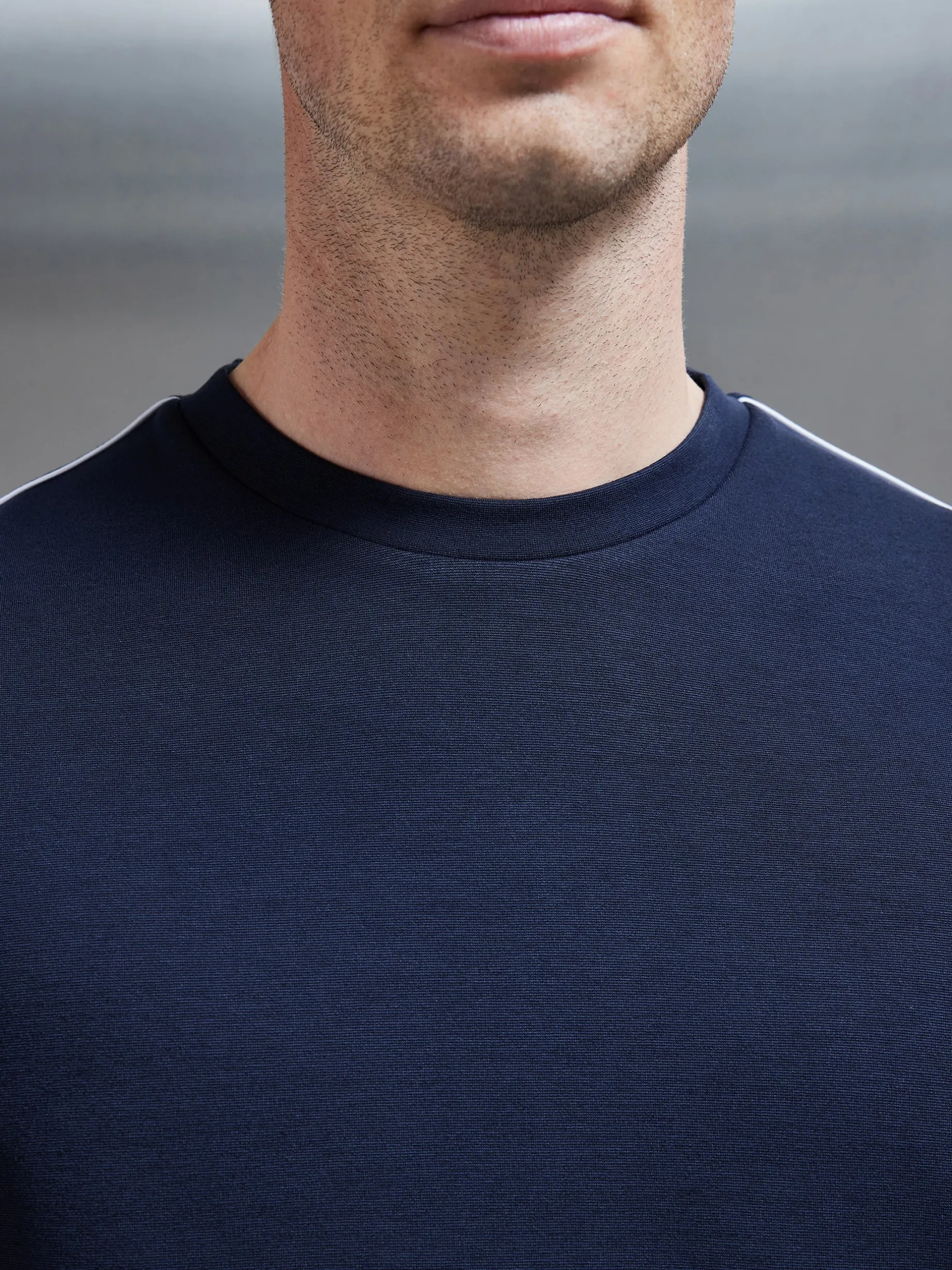 Technical Jersey Piping T-Shirt - Navy