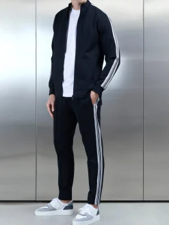 Technical Jersey Side Stripe Jacket - Black
