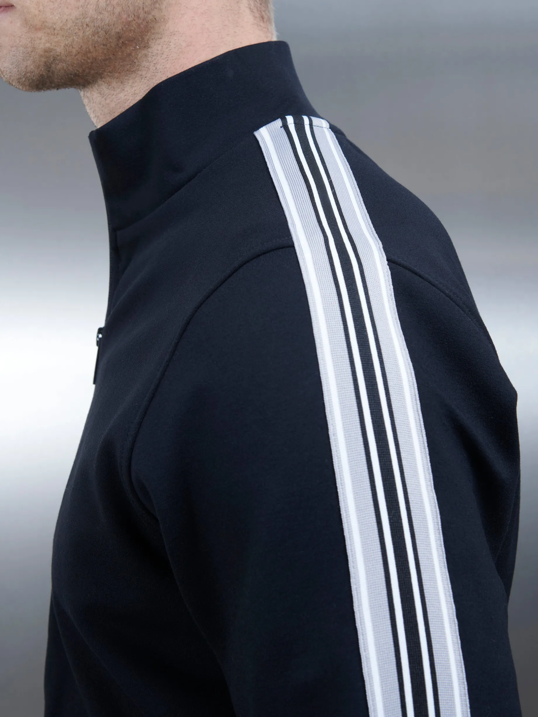 Technical Jersey Side Stripe Jacket - Black