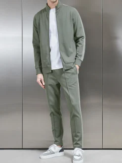 Technical Jersey Side Stripe Jogger - Olive