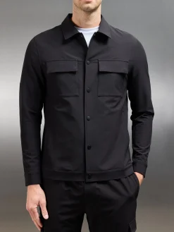 Technical Mid Weight Popper Overshirt - Black