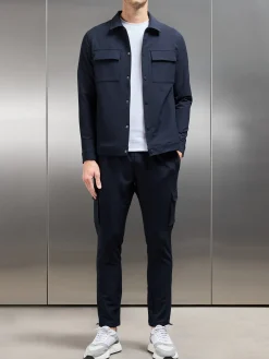Technical Mid Weight Popper Overshirt - Navy