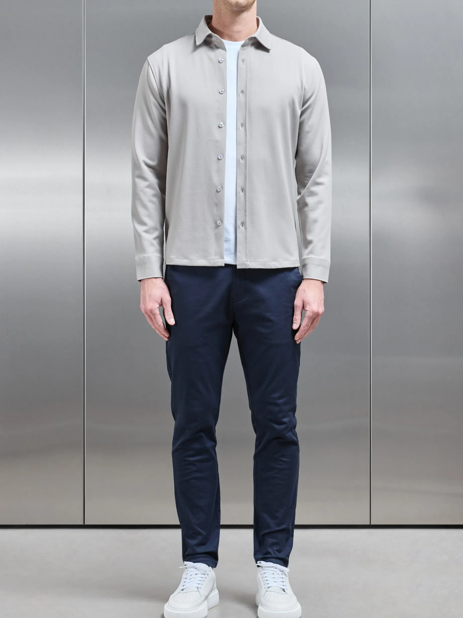 Textured Button Through Shirt - Stone
