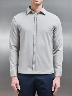 Textured Button Through Shirt - Stone