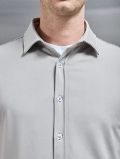 Textured Button Through Shirt - Stone