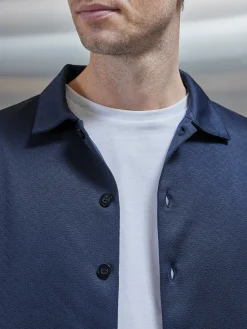 Textured Interlock Overshirt - Navy