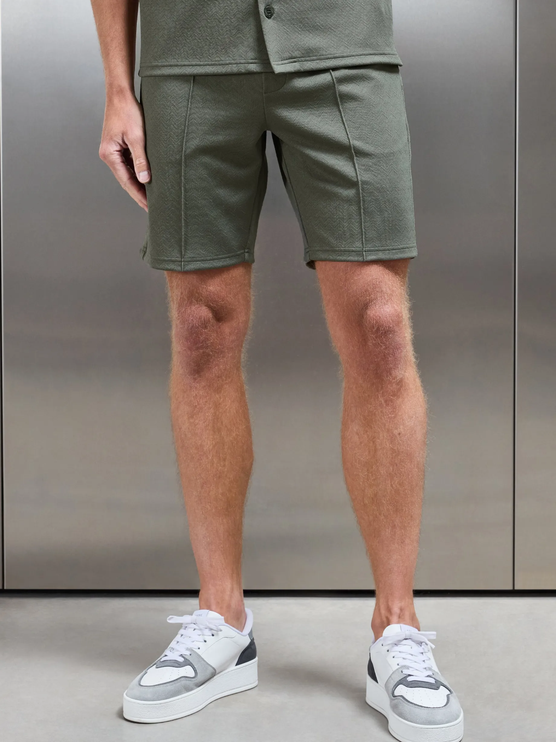 Textured Interlock Short - Olive