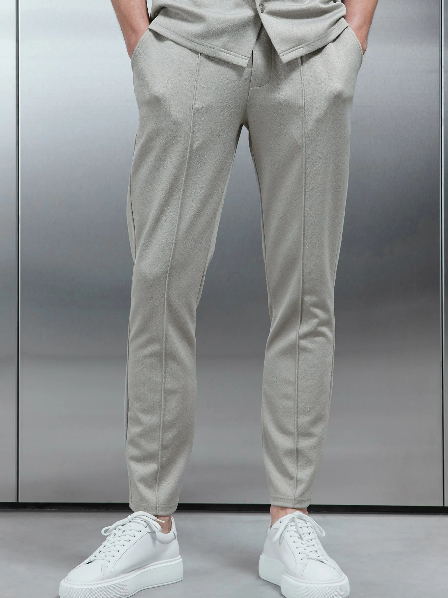 Textured Interlock Trouser - Stone