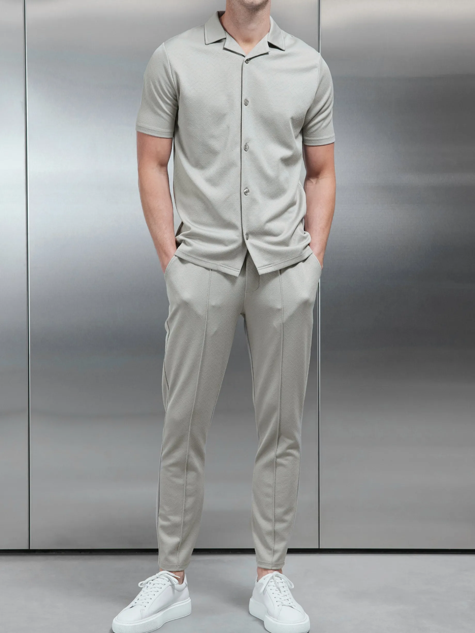 Textured Interlock Trouser - Stone
