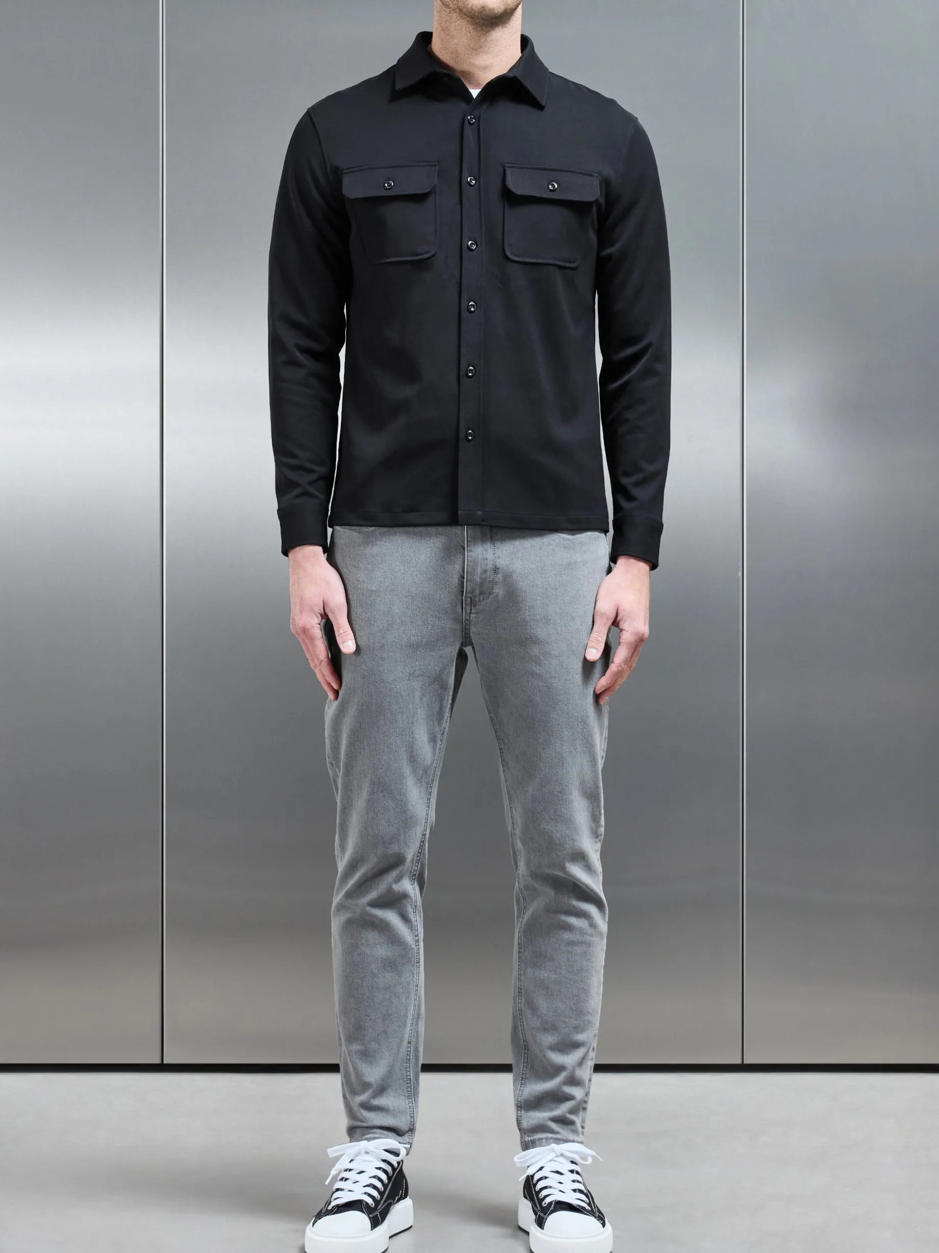 Textured Overshirt - Black