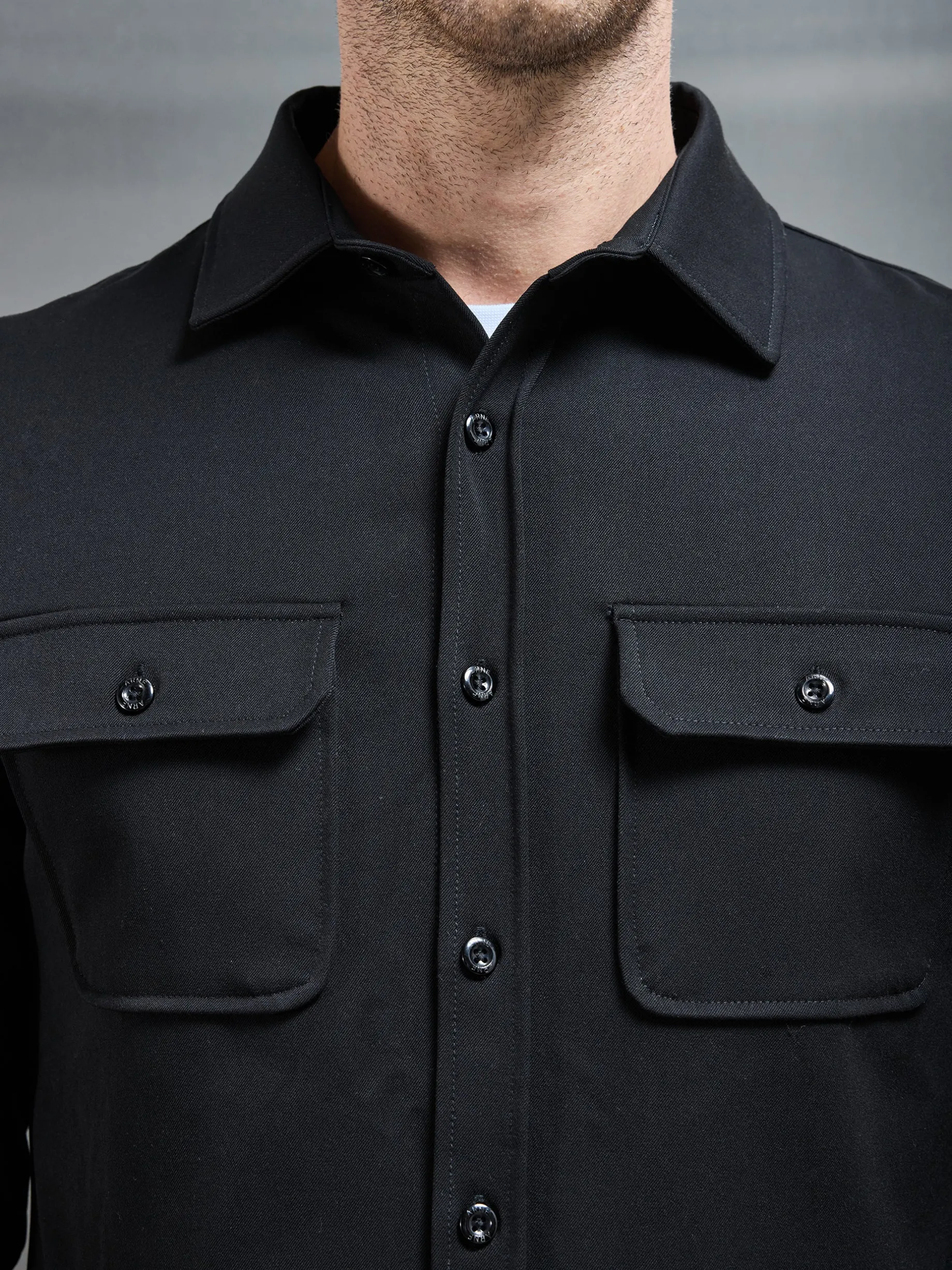 Textured Overshirt - Black