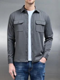 Textured Overshirt - Grey