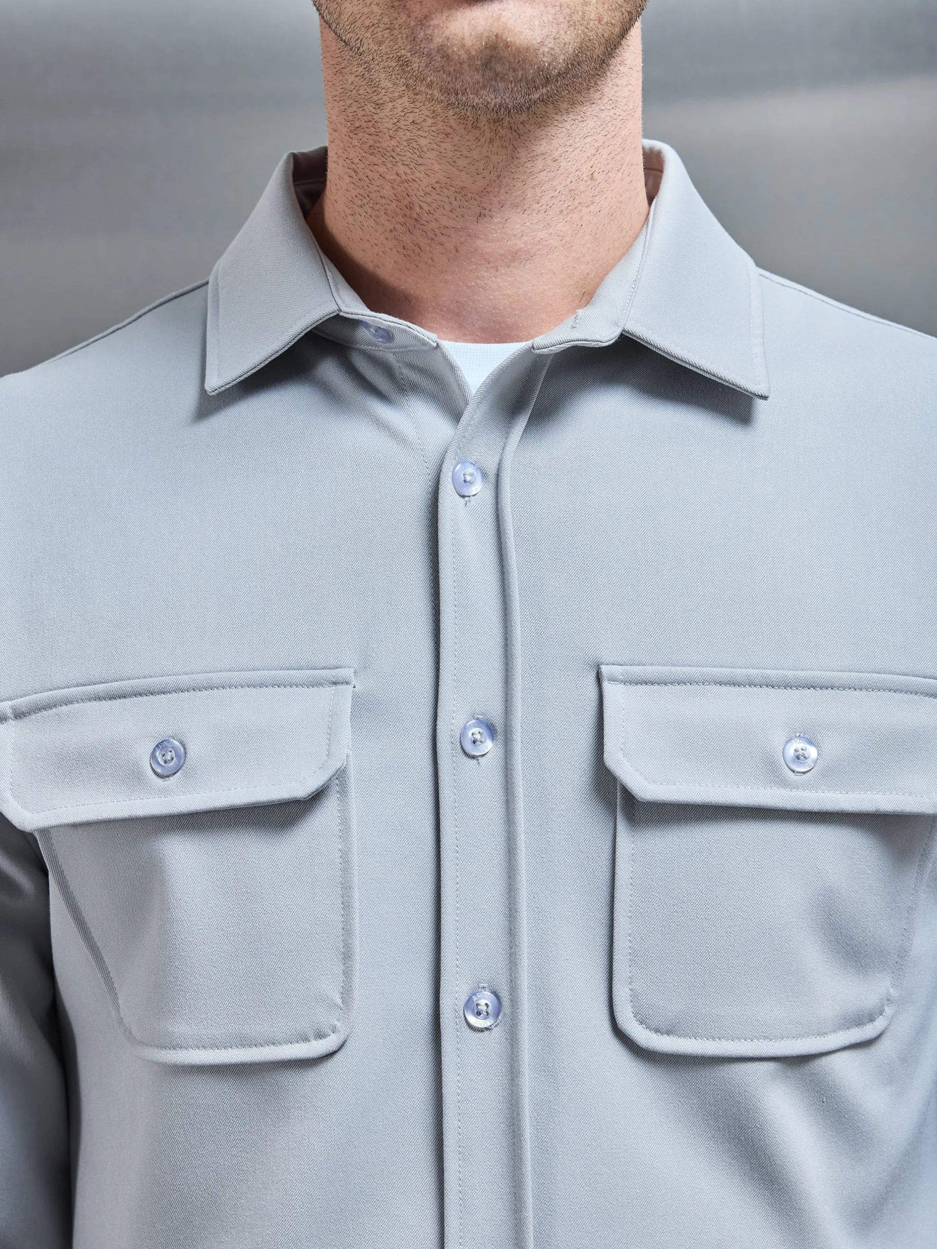 Textured Overshirt - Mid Grey