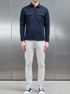 Textured Overshirt - Navy